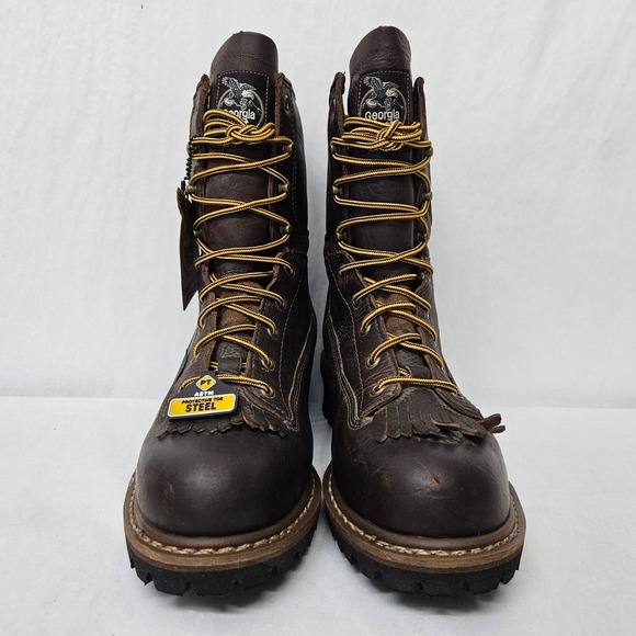 Georgia Boot Logger Work Boots Waterproof Steel Toe G7313 Brown Leather Mens 8.5 main image 4